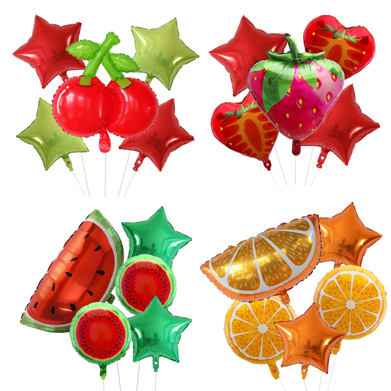 Orange Lighting Decor - 5pcs Fruit Foil Helium Balloon 18''