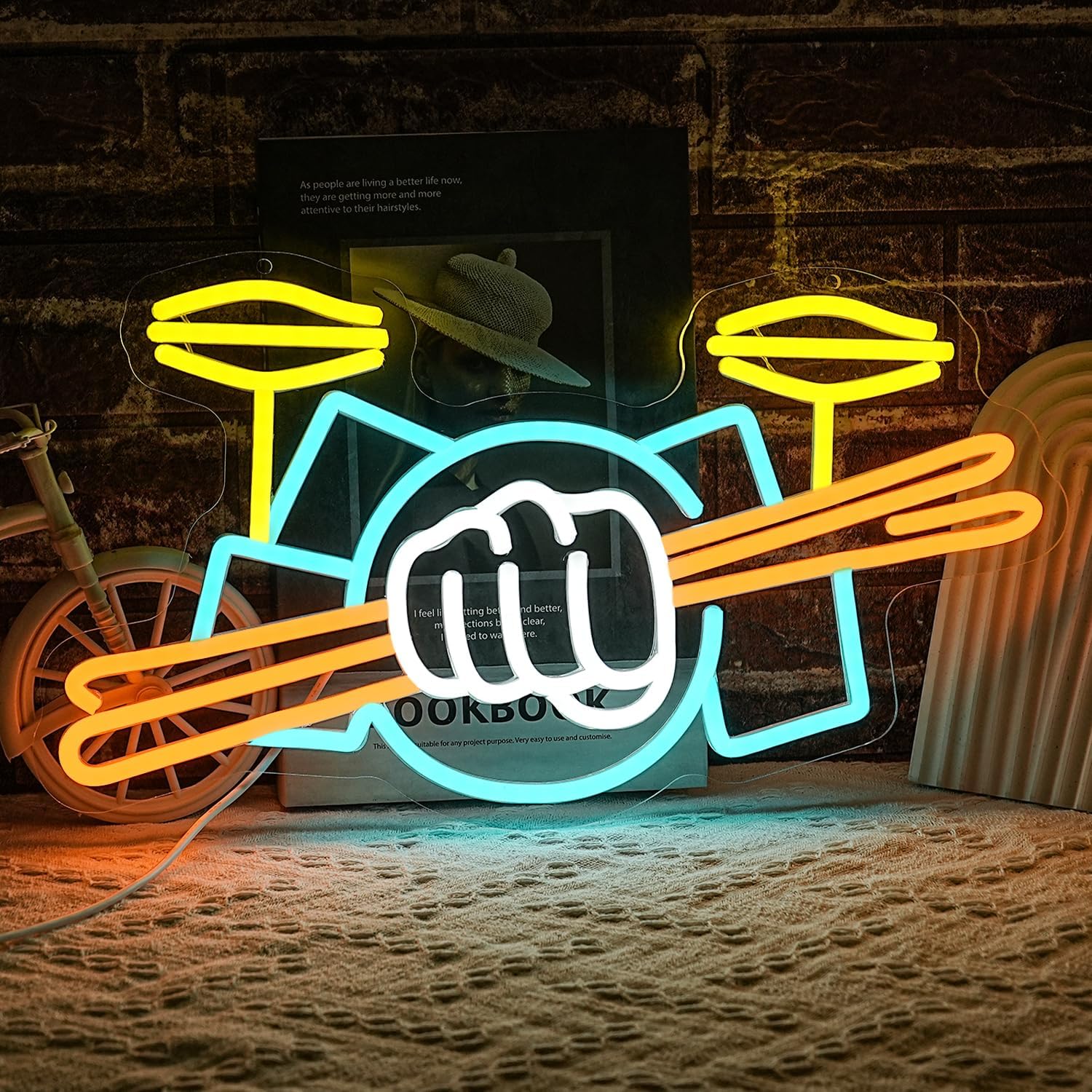 Drum Set Neon Sign USB Powered - Wall Decor Lighting review and price