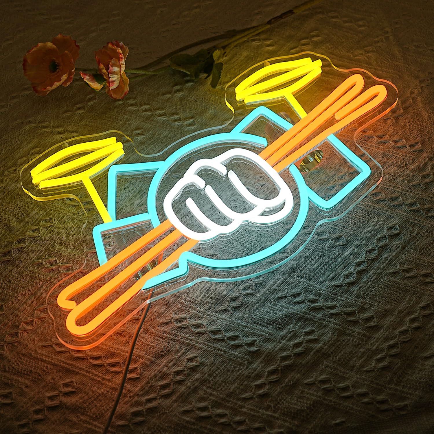 Drum Set Neon Sign USB Powered - Wall Decor Lighting review and price