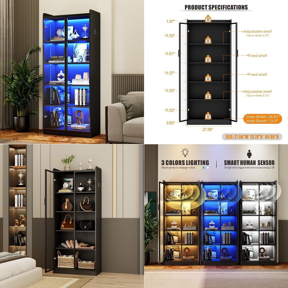 Display Cabinet with Adjustabl - Lighting & Home Decor Studio Photos review and price
