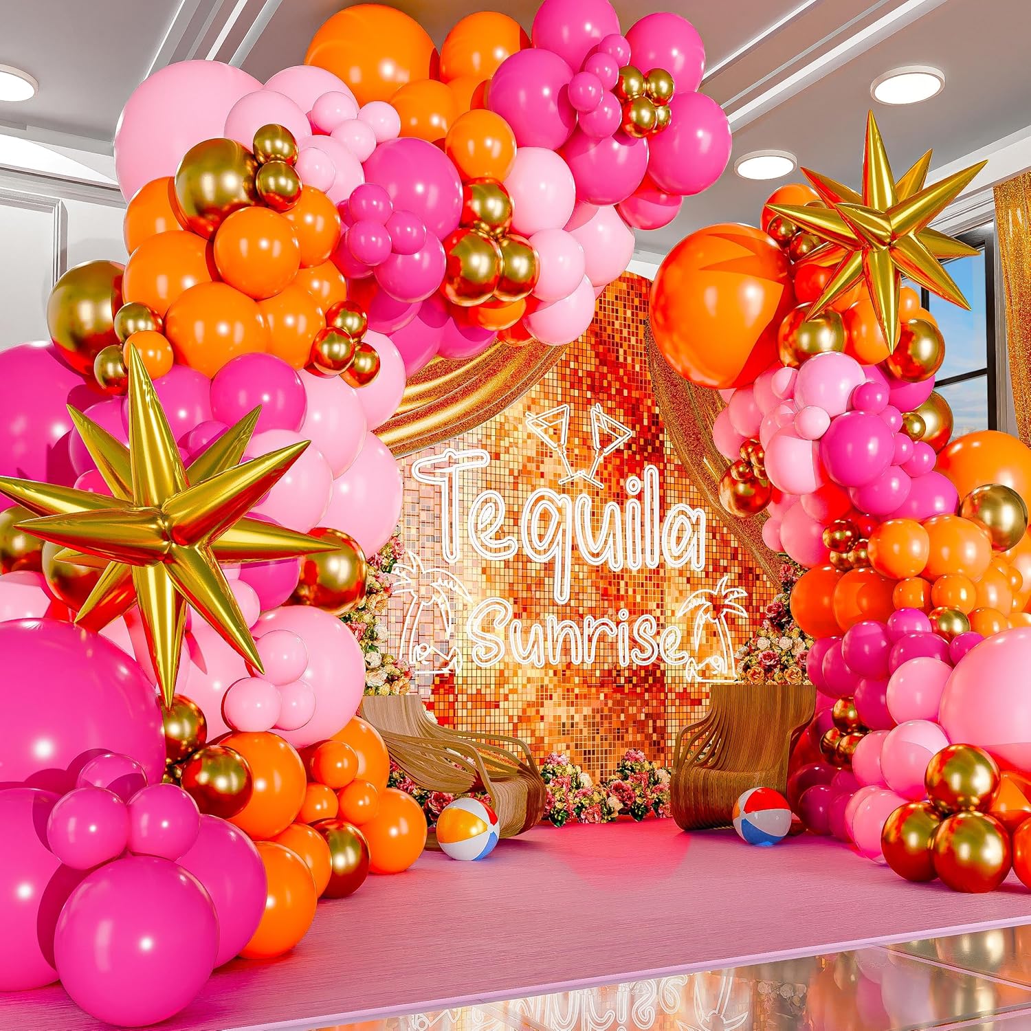 123Pcs Hot Pink Orange Metalli - Orange Lighting Decor review and price