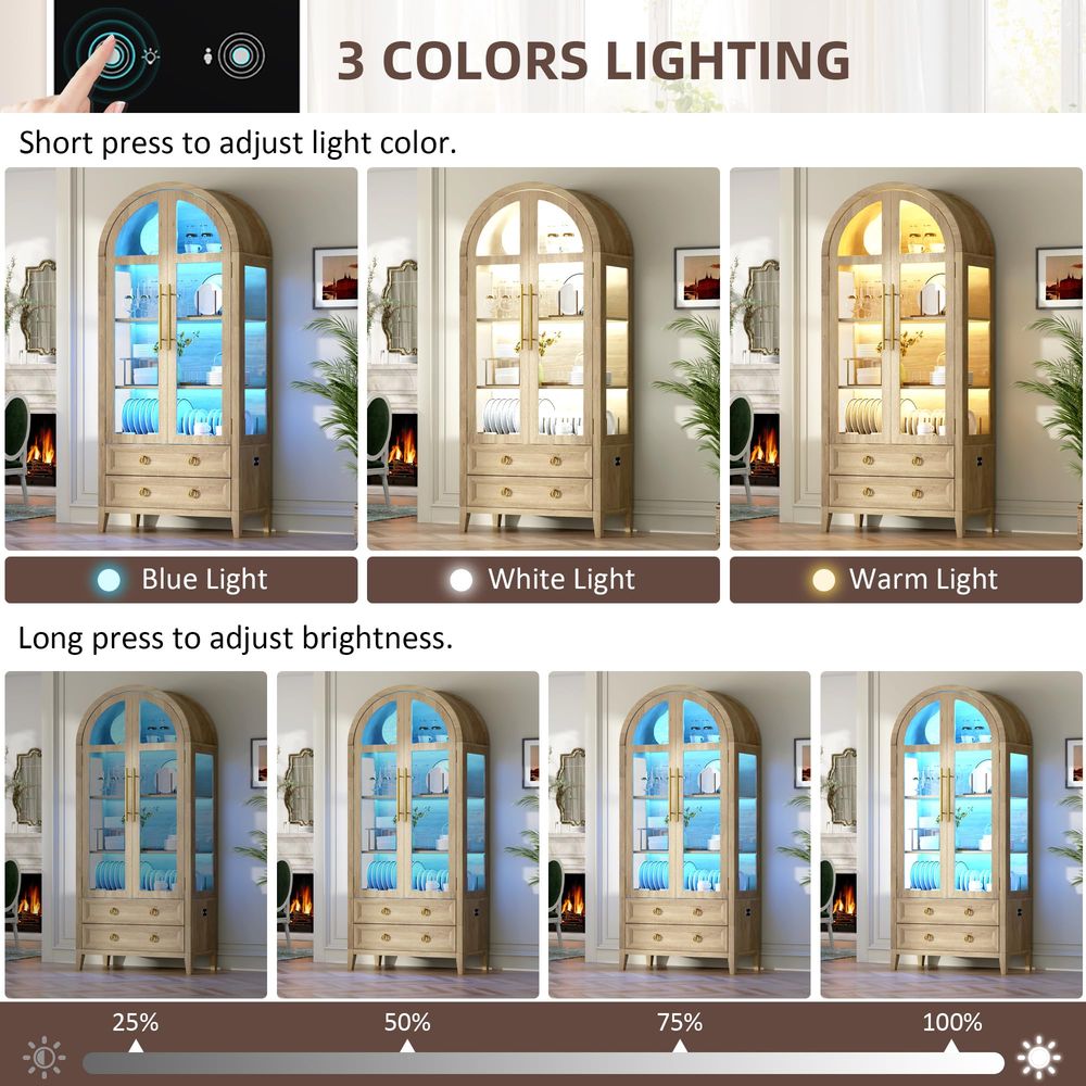 71 Arched Curio Cabinet with G - Lighting & Home Decor Studio Photos review and price