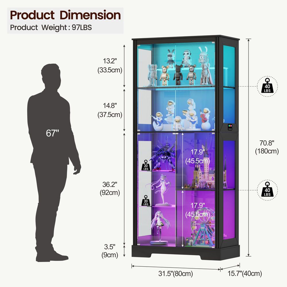 Lighted Corner Display Curio C - Lighting & Home Decor Studio Photos review and price