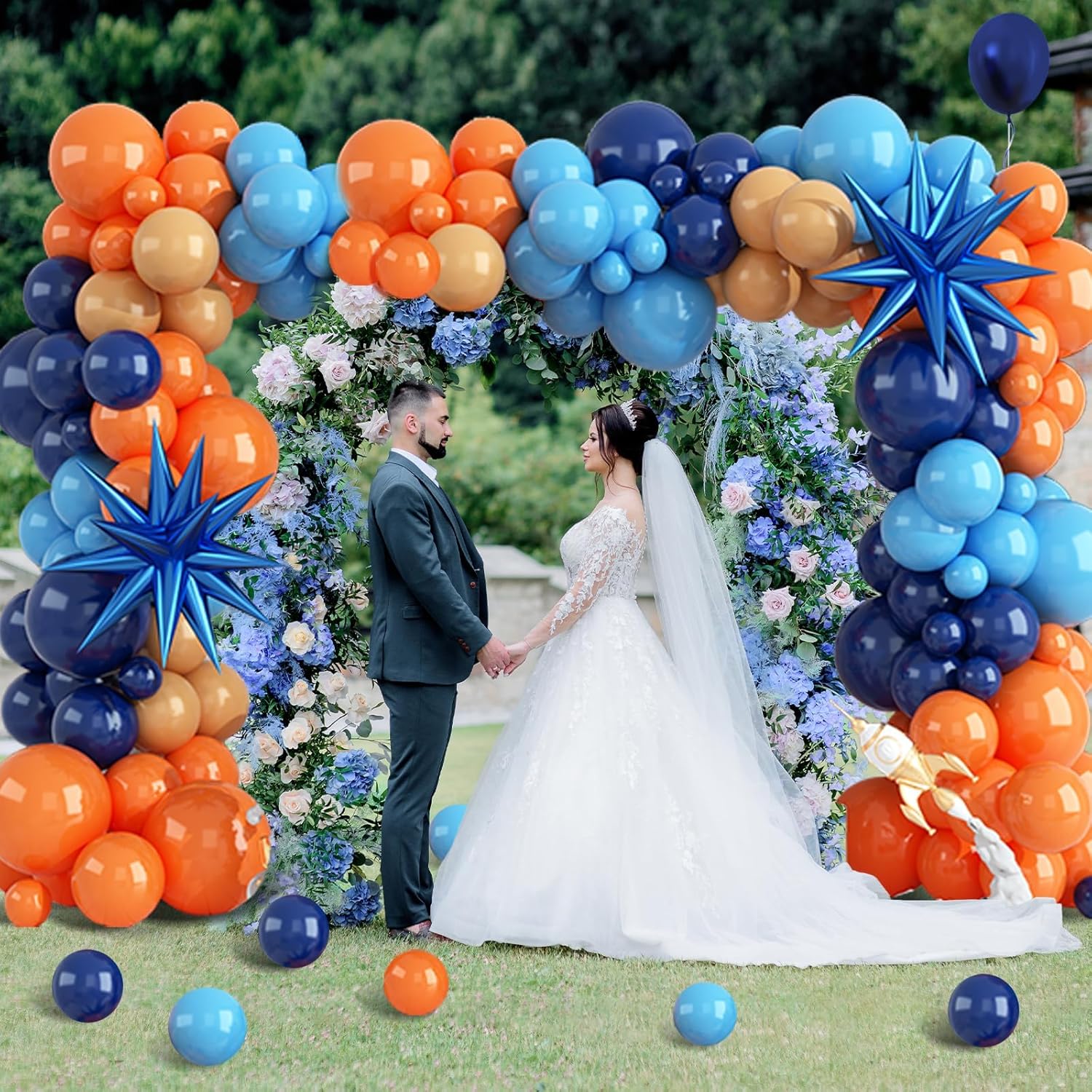 107pcs Orange and Blue Latex B - Orange Lighting Decor review and price