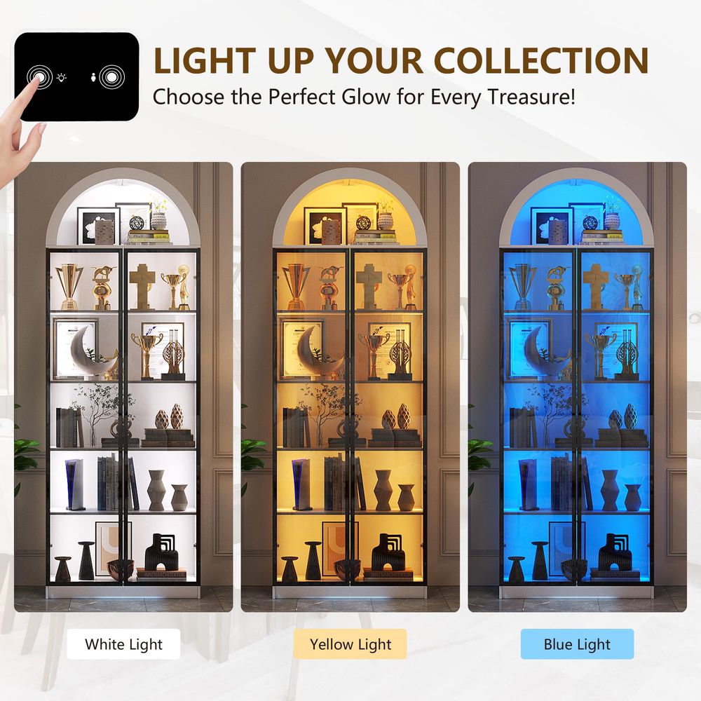 Display Cabinet with Doors and - Lighting & Home Decor Studio Photos review and price